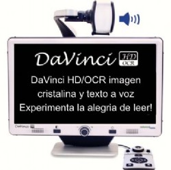 Imagen de la lupa que en la pantalla pone DaVinci HD/OCR imagen cristalina y texto a voz. Experimenta la alegra de leer