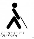 Pictograma de una persona ciega con bastón