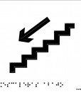 Escaleras con flecha hacia abajo en negro sobre fondo blanco