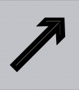 Flecha Diagonal en negro con fondo gris en relieve y braille